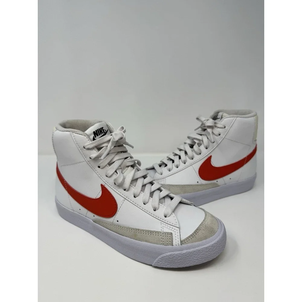 Nike Blazer Mid '77 Unisex Kids GS 4.5Y White/Orange Shoes Sneakers [DA4086-110]